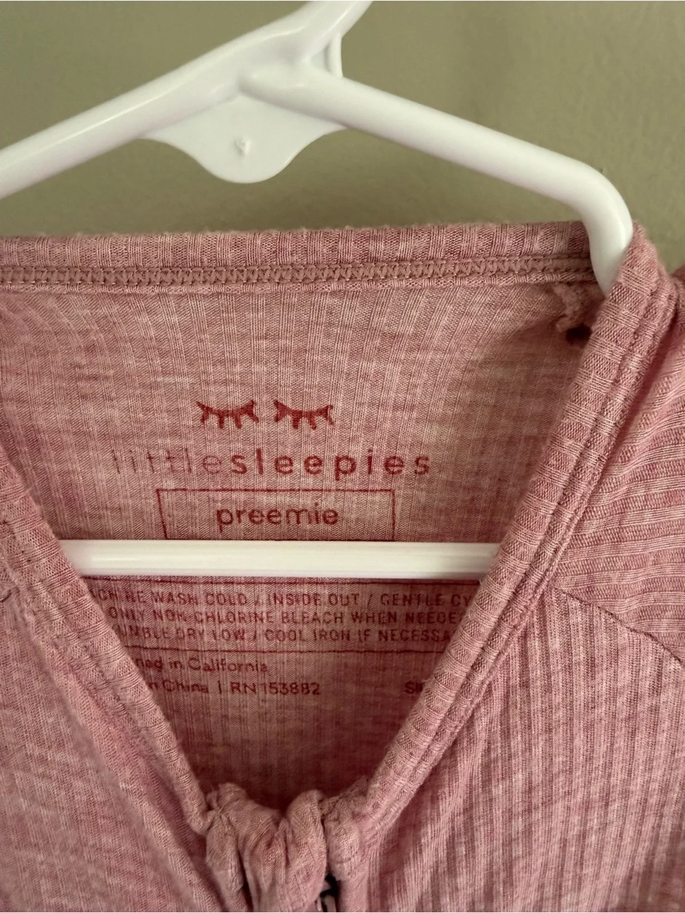 Little Sleepies Preemie Heather Mauve zippy